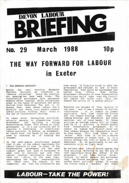 Devon Labour Briefing No.29 Mar 1988